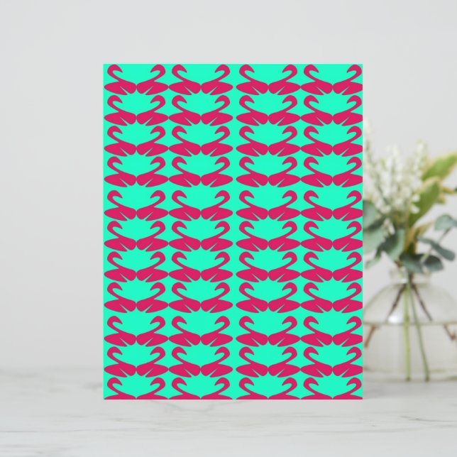 Abstract Pink Swan on Teal scrapbook paper (Stehend Vorderseite)