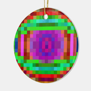 Abstract Pixel Art Colorful Mosaic Keramik Ornament