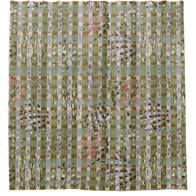 Abstract Plaid Geometric Grid Pattern Art Duschvorhang (Vorderseite)