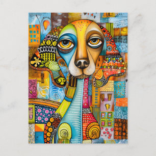 Abstract pop-art dog faces in cheerful colors. postkarte