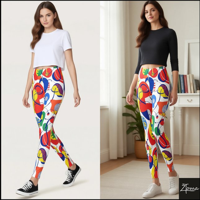 Abstract Pop Art Primary Color Pattern Leggings (Von Creator hochgeladen)