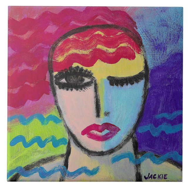 Abstract Portrait of a Red Head Fliese (Vorderseite)