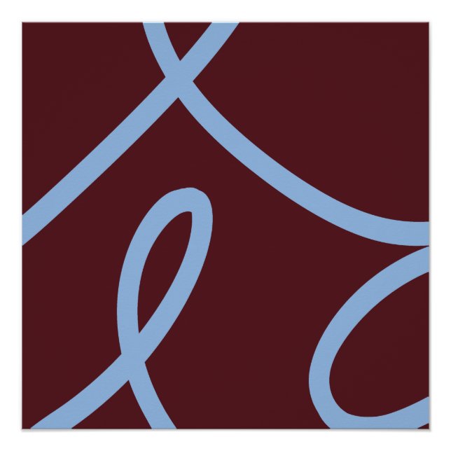 Abstract Poster – Blue Lines on Burgundy (Vorderseite)