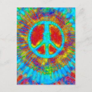 Abstract Psychedelic Tie-Dye Peace Sign Postkarte