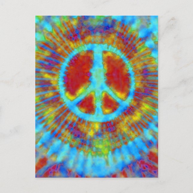 Abstract Psychedelic Tie-Dye Peace Sign Postkarte (Vorderseite)