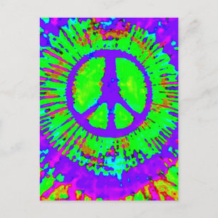 Abstract Psychedelic Tie-Dye Peace Sign Postkarte