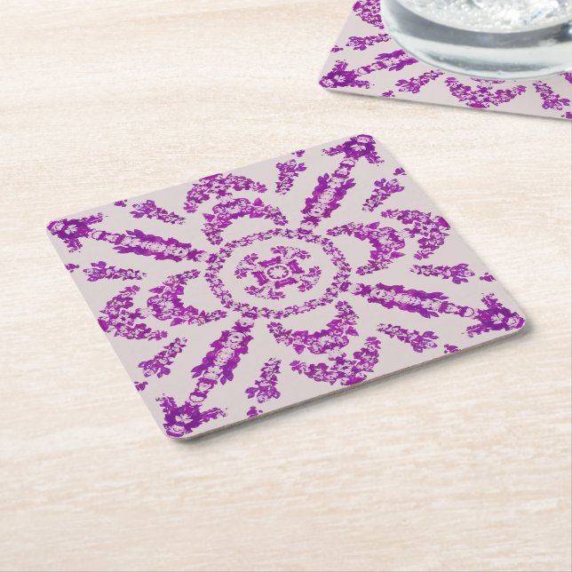 Abstract Purple Orchid Flower Design Pattern Art Rechteckiger Pappuntersetzer (angewinkelt)