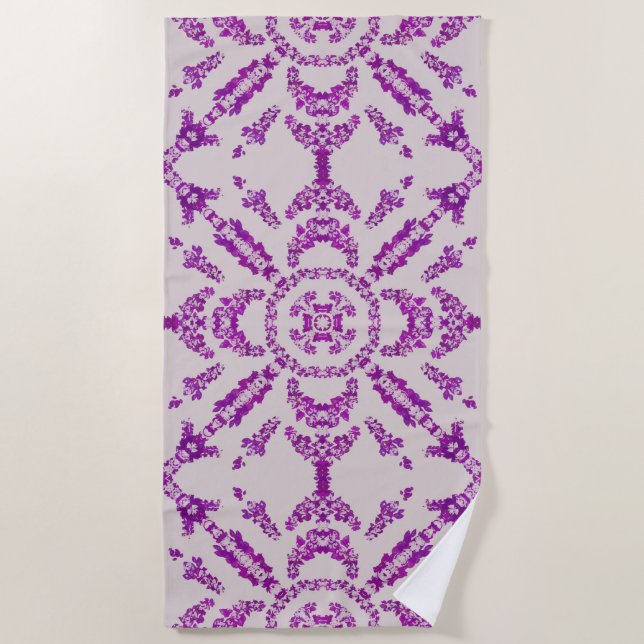 Abstract Purple Orchid Flower Design Pattern Art Strandtuch (Vorderseite)