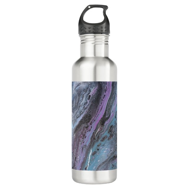 Abstract Purple & Teal Flow Edelstahlflasche (Vorderseite)