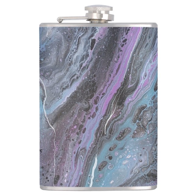 Abstract Purple & Teal Flow Flachmann (Vorderseite)