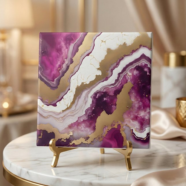 Abstract Purple White & Gold Agate Geode Marble Fliese (Von Creator hochgeladen)