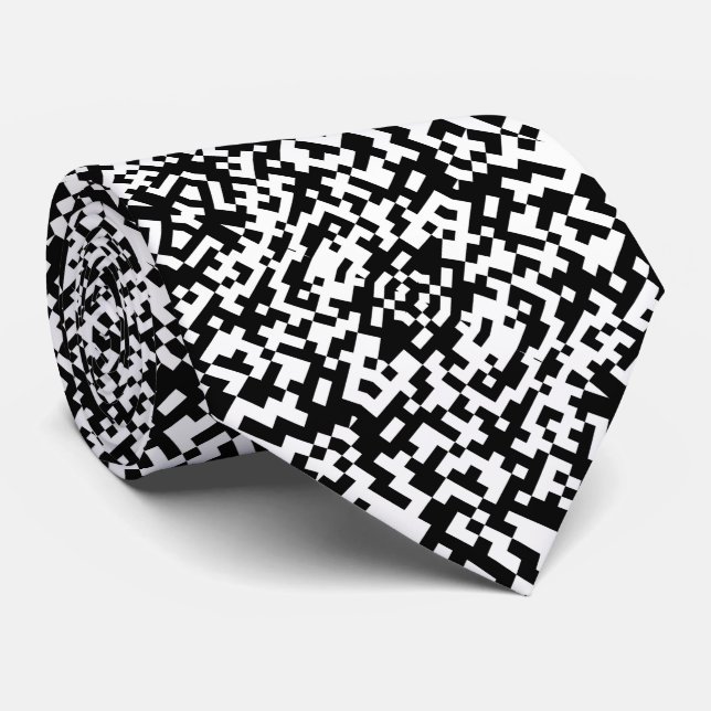 Abstract QR Code Modern Black And White Pattern Krawatte (Gerollt)