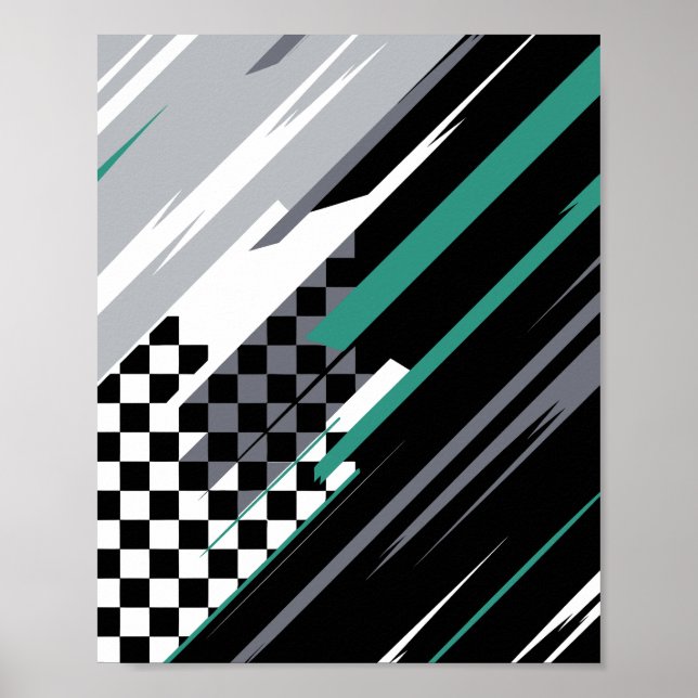 Abstract Racing Background with Diagonal Streaks Poster (Vorne)