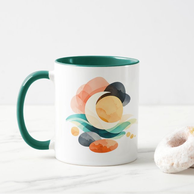 Abstract Rainbow Pot of Gold St. Patrick's Day Mug Tasse (Mit Donut)