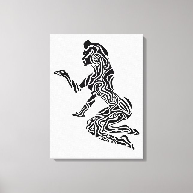 Abstract Rearing Horse Art | Modern Black & White  Leinwanddruck (Vorderseite)