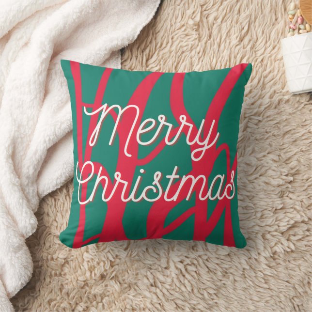 Abstract Red Green Personalized Merry Christmas Kissen (Decke)
