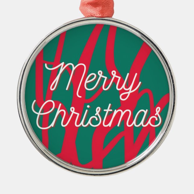 Abstract Red Green Personalized Merry Christmas Ornament Aus Metall (Vorne)