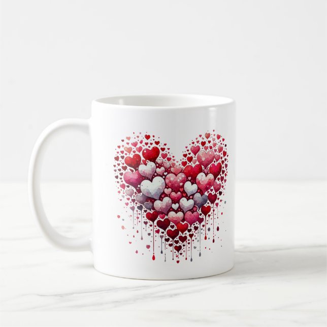 Abstract Red Heart Love Splash Romantic Art Mug Kaffeetasse (Links)