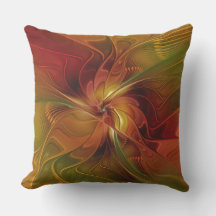 Abstract Red Orange Brown Green Fractal Art Flower