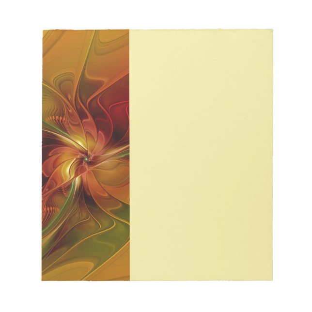 Abstract Red Orange Brown Green Fractal Art Flower Notizblock (Vorderseite)
