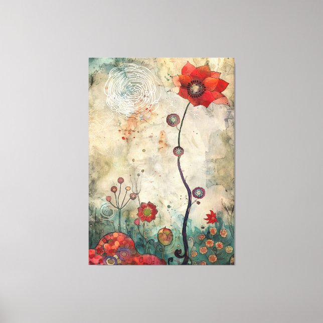 Abstract Red Poppy Wall Art Home and Office Print  Leinwanddruck (Vorderseite)