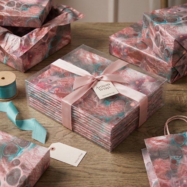 Abstract Red Teal Fluid Art Faux Foil Sparkling Seidenpapier (Von Creator hochgeladen)