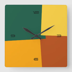 Abstract Retro Color Geometric Pattern #10 Quadratische Wanduhr