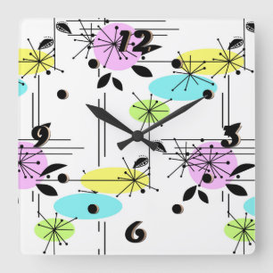 Abstract retro quadratische wanduhr