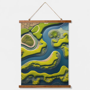 Abstract River Estuary Wandteppich Mit Holzrahmen