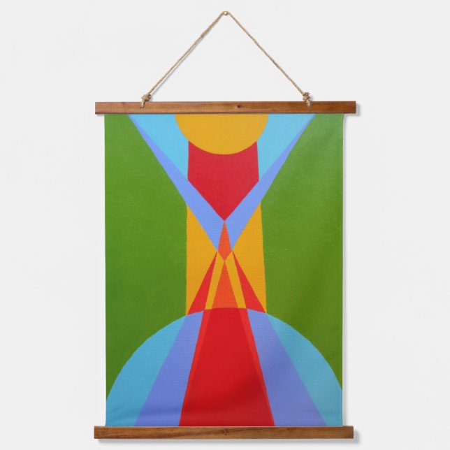 Abstract Rocket Ship Wall Tapestry Wandteppich Mit Holzrahmen (Vorderseite)