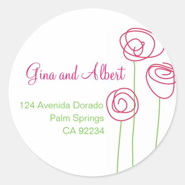 Abstract Roses Address Labels Runder Aufkleber (Vorderseite)