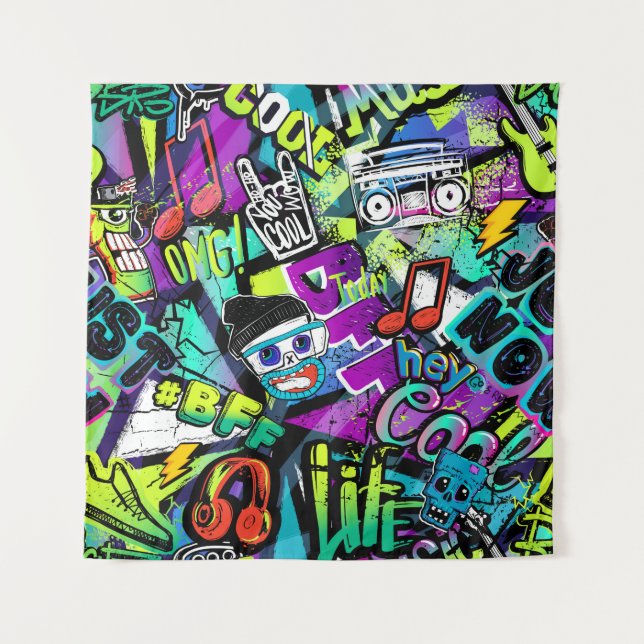 Abstract seamless cartoon pattern. Repeated with m Wandteppich (Vorderseite)