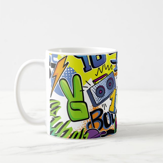 Abstract seamless comics pattern with palm tree, h kaffeetasse (Links)