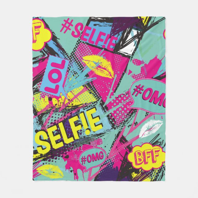 Abstract seamless pattern with Pop art comicspeech Fleecedecke (Vorderseite)