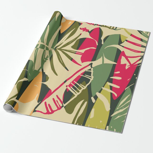 Abstract seamless pattern with tropical leaves. Ha Geschenkpapier (Ungerollt)