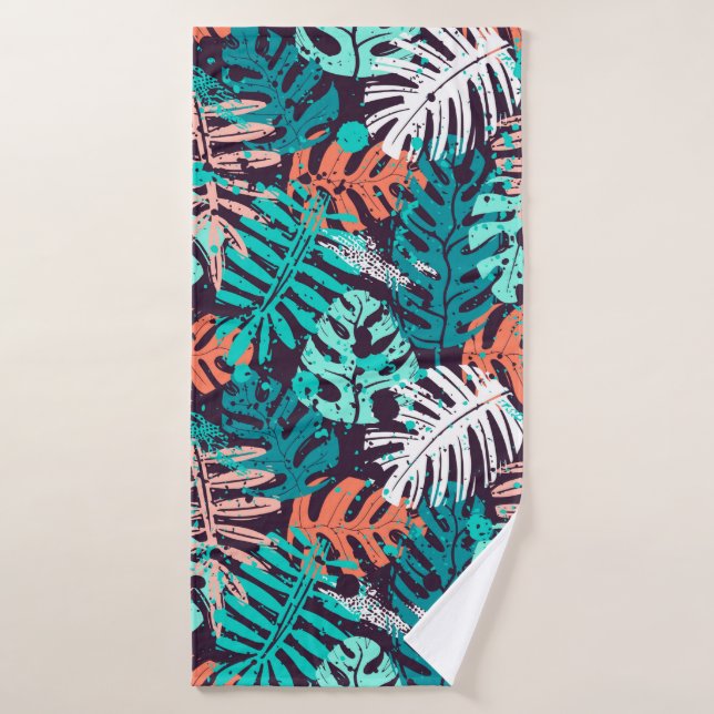 Abstract seamless tropical leaves pattern. Creativ Badehandtuch (Badehandtuch)