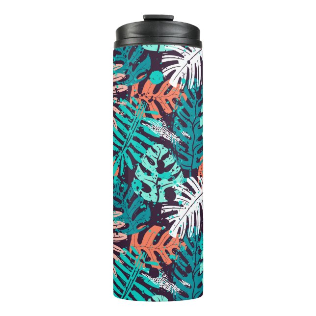 Abstract seamless tropical leaves pattern. Creativ Thermosbecher (Vorderseite)