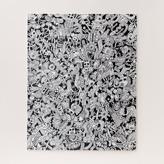 Abstract Shapes and Faces Illustration Difficult  Puzzle (Vertikal)