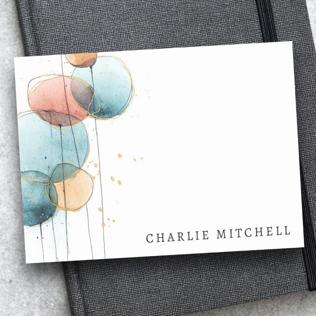 Abstract shapes and lines blue pink terracotta post-it klebezettel (Abstract shapes and lines blue pink terracotta post-it notes)