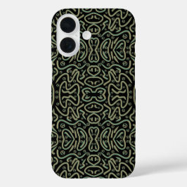 Abstract Shimmer Tubing With Green And Gold Colors iPhone 16 Hülle