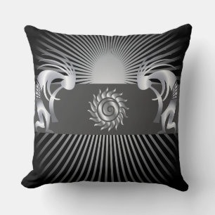 Abstract Silver Kokopelli Throw Kissen