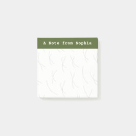 Abstract Sketchy Lines Personalized | Olive Green Post-it Klebezettel