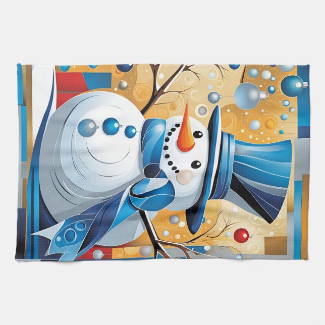 Abstract Snowman Geschirrtuch (Horizontal)