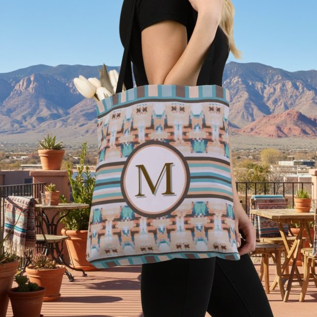 Abstract Southwest Blue and Brown Tote Bag (Von Creator hochgeladen)