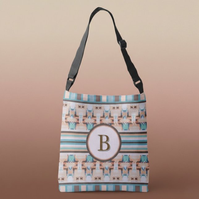 Abstract Southwest Blue and Brown Tote Bag Tragetaschen Mit Langen Trägern (Von Creator hochgeladen)