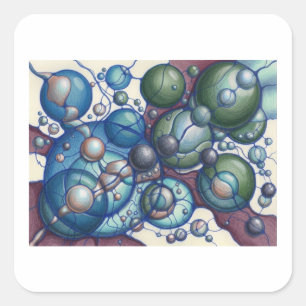 Abstract Spheres Sweatshirt Organische Linie Neuro Quadratischer Aufkleber