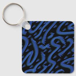 Abstract Spiny Crest Spiked In Blue Colors Pattern Schlüsselanhänger