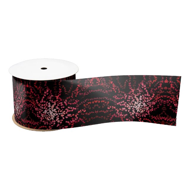 Abstract Splatter Dots Of Pinks And Reds Pattern Satinband (Spule)