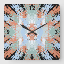 Abstract Split Ends Pattern And Soft Pastels Quadratische Wanduhr