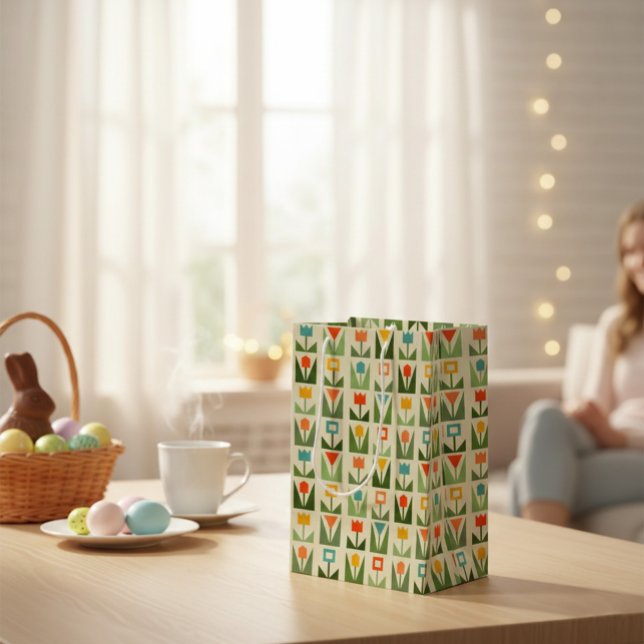 Abstract Spring Flowers Mittlere Geschenktüte (Von Creator hochgeladen)